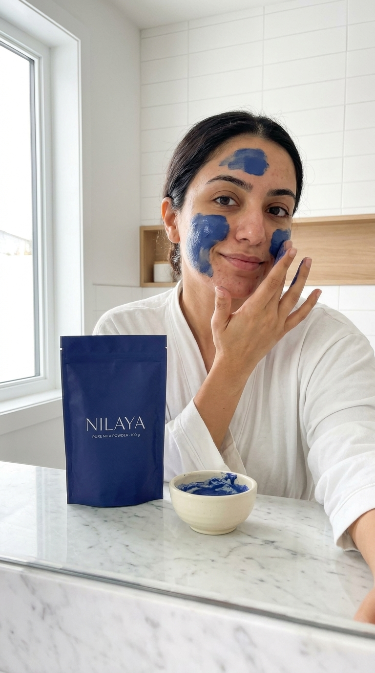 NILAYA customer applying nila mask — UGC