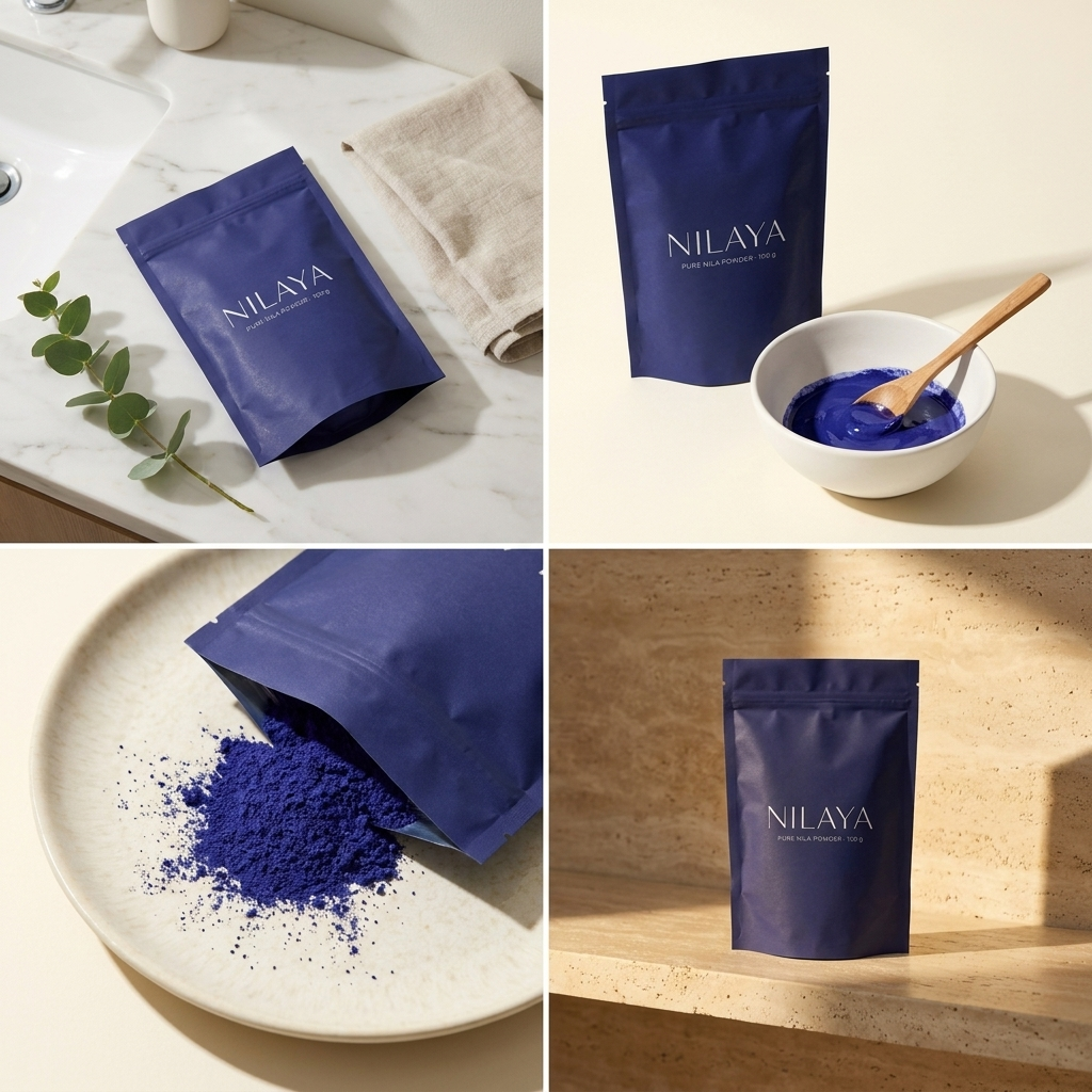 NILAYA nila powder mixed into paste in ceramic bowl